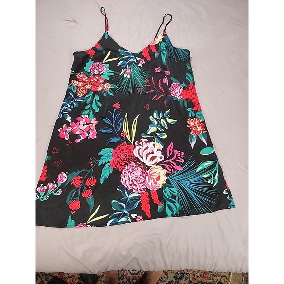 Stars Above Nightgown Large Black Tropical Print - Picture 1 of 6
